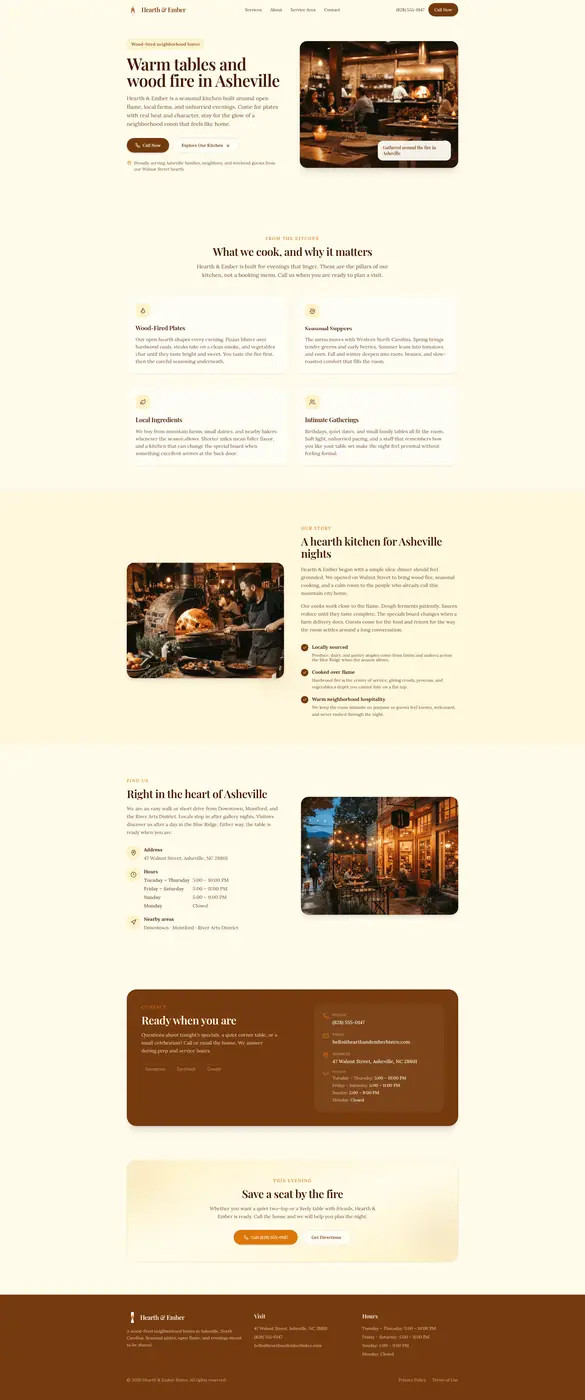 Hearth & Ember Bistro demo website preview