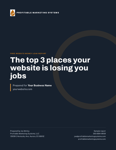 Sample cover of the free Website Money Leak Report