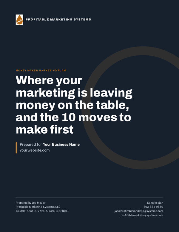 Cover of a sample Money Maker Marketing Plan