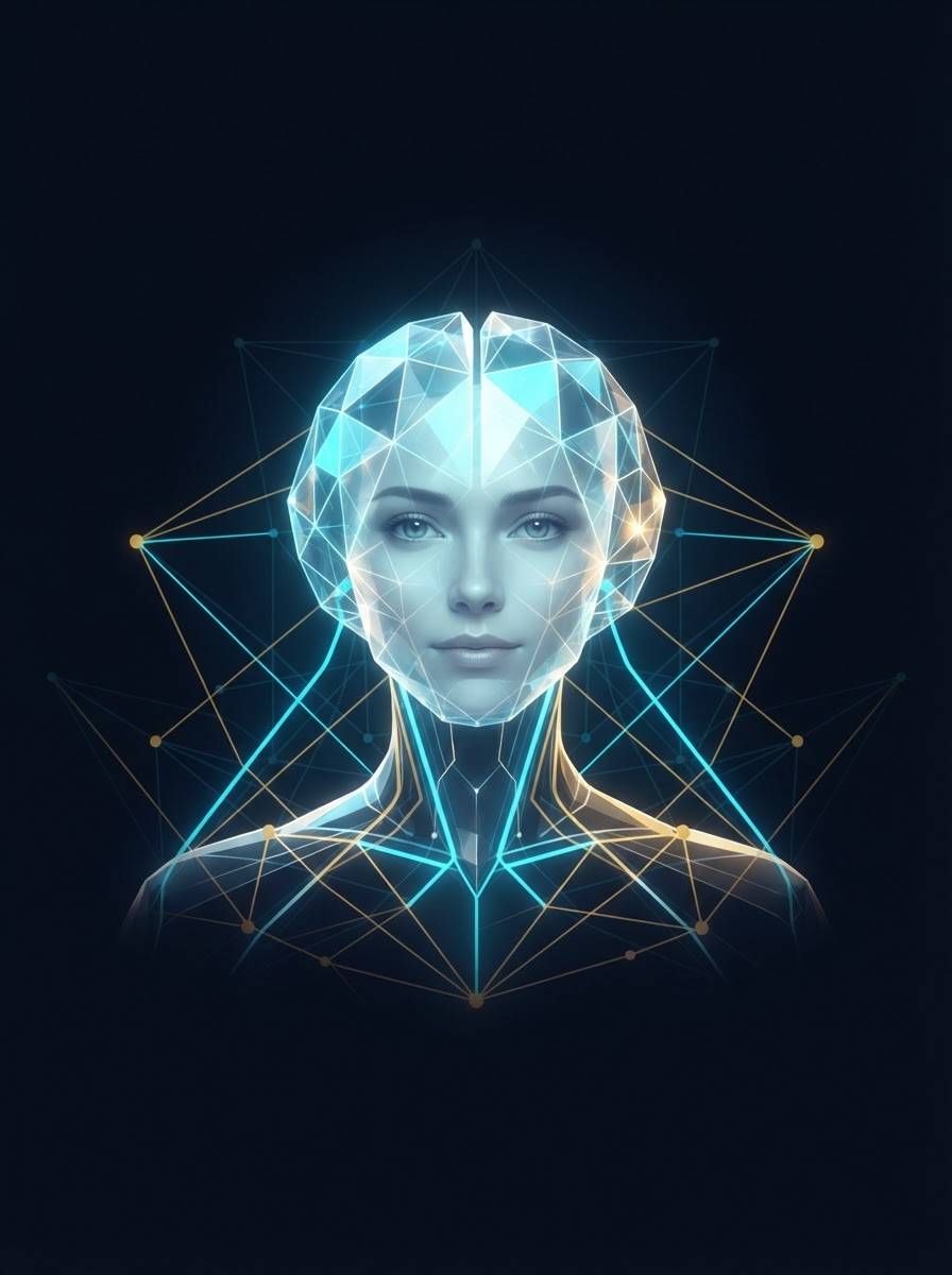 Clarity, AMPLIFYY's private decision support partner, shown with luminous cyan and gold connections.