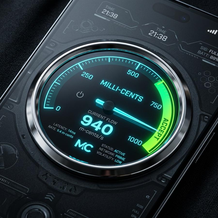 Chrome Milli-Cents gauge showing net profit per mile with a green go verdict
