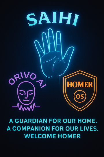 SAiHi infrastructure branding: SAiHi, Orivo AI, and HOMER OS