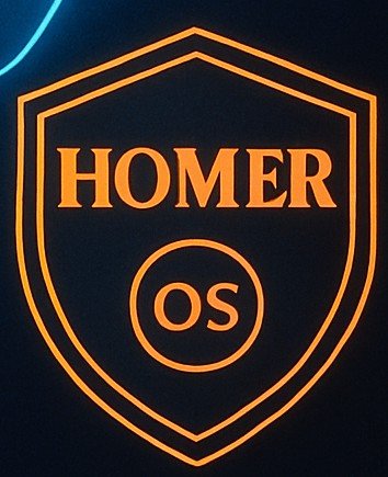 HOMER OS - orange shield mark with HOMER OS lettering and OS circle