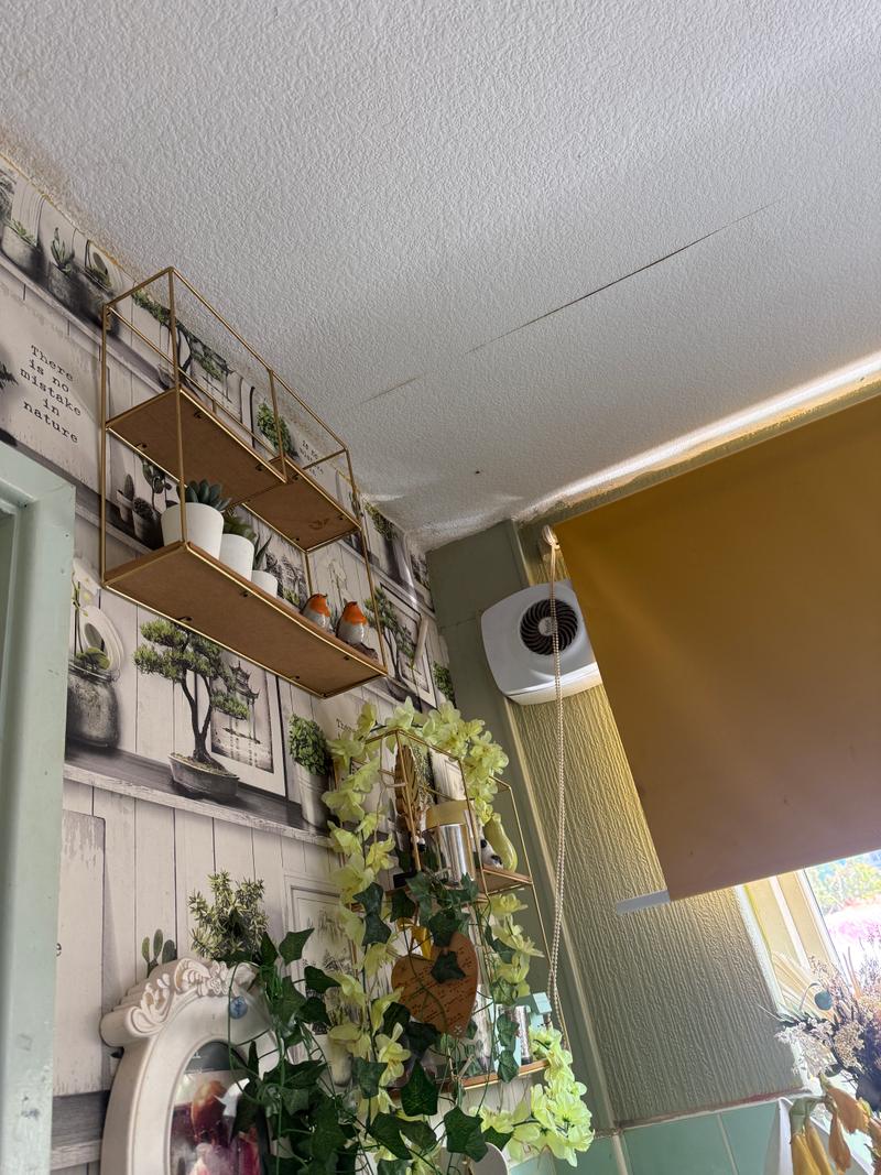 Before photo of an interior wall in a wallpapered room before painting