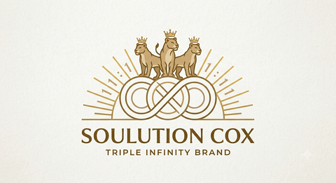 Soulution Cox Triple Infinity Brand logo with three crowned lions on an infinity mark