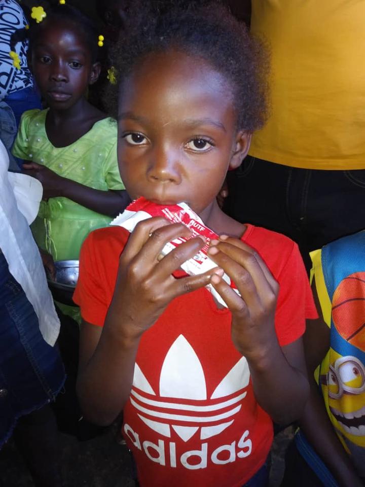 A child receiving nutrition support in Haiti