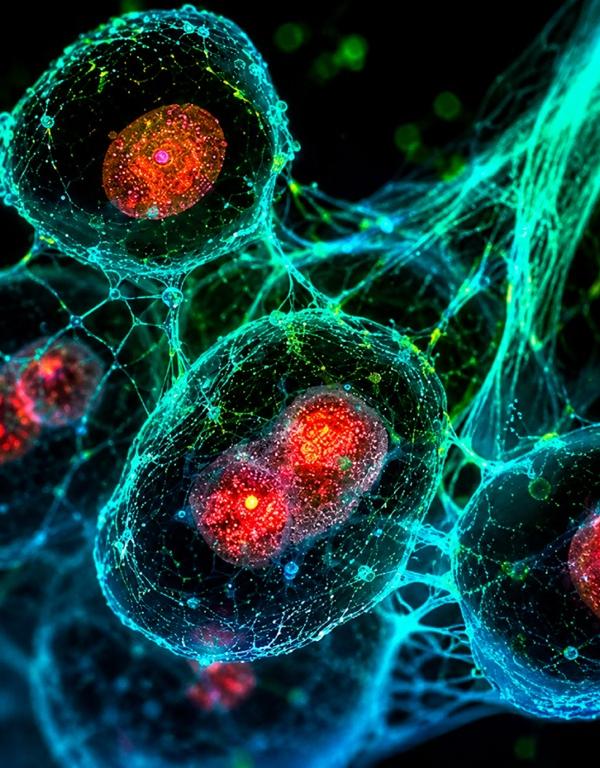 Damaged cells under microscopic view
