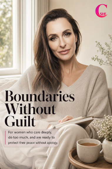 Boundaries Without Guilt ebook cover: a free guide for capable women who do too much and want to protect their peace without apology
