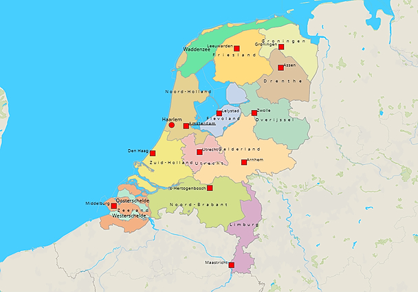 Kaart van Nederland met provincies – Qredio werkt in heel Nederland
