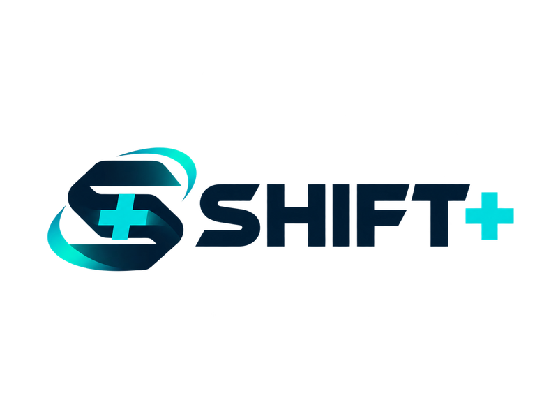 SHIFT+ logo profile picture on a light background