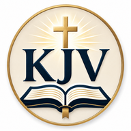 KJVAUDIO.COM emblem with a gold cross and open Bible
