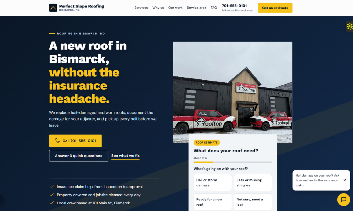 Perfect Slope Roofing website preview